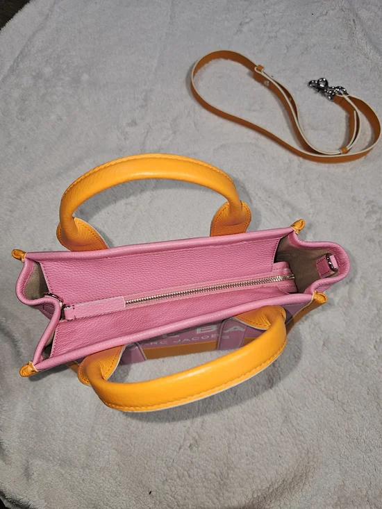 Marc Jacobs Pink & Orange The Tote Bag – Leather Shoulder Tote - Picture 7 of 13